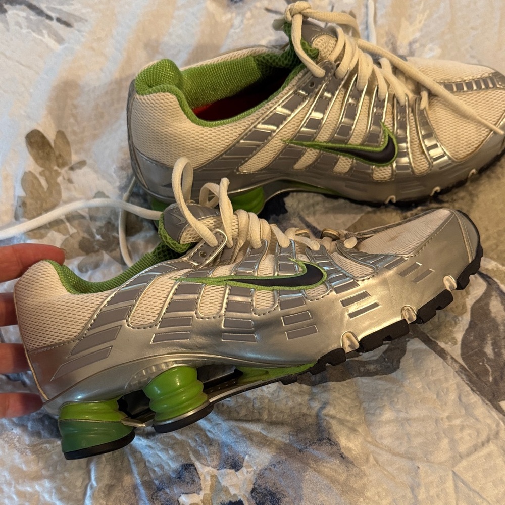 Nike womens Silver and Green Sneakers
